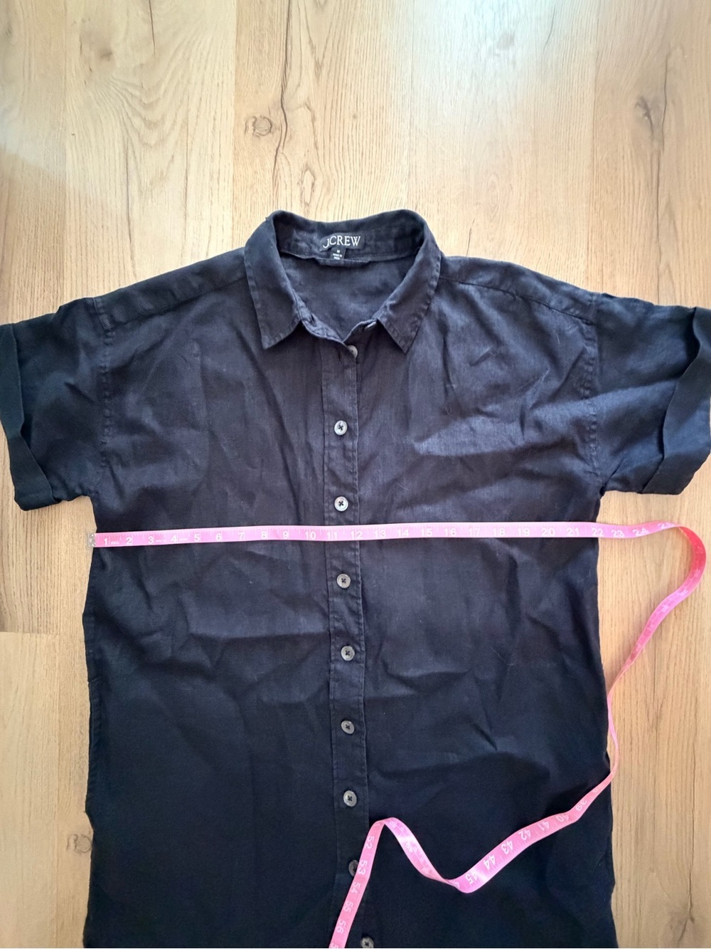 J. Crew Black Short-Sleeve Button Front Linen Shirt Dress - Picture 5 of 7